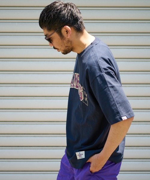 CIAOPANIC TYPY（チャオパニックティピー）の「USAコットンカレッジクラッシュプリントTee（Tシャツ/カットソー・メンズ・ネイビー/オレンジ/オフホワイト・M/S/XL/L）」の5枚目の写真