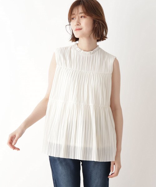 DRESKIP（ドレスキップ）の「◆クリンクルプリーツティアードブラウス（シャツ/ブラウス・レディース・ブラック/アイボリー/パープル・02/01/03）」の2枚目の写真