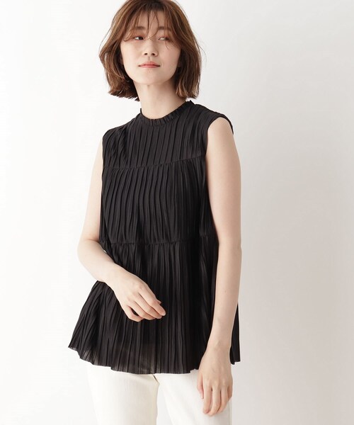 DRESKIP（ドレスキップ）の「◆クリンクルプリーツティアードブラウス（シャツ/ブラウス・レディース・ブラック/アイボリー/パープル・02/01/03）」の3枚目の写真