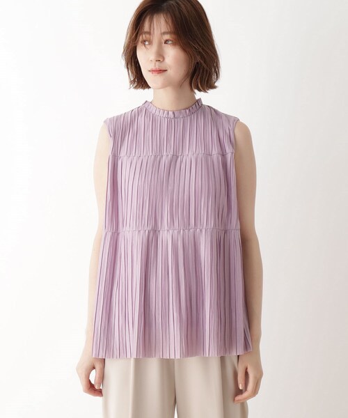 DRESKIP（ドレスキップ）の「◆クリンクルプリーツティアードブラウス（シャツ/ブラウス・レディース・ブラック/アイボリー/パープル・02/01/03）」の4枚目の写真