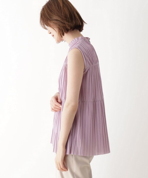 DRESKIP（ドレスキップ）の「◆クリンクルプリーツティアードブラウス（シャツ/ブラウス・レディース・ブラック/アイボリー/パープル・02/01/03）」の9枚目の写真