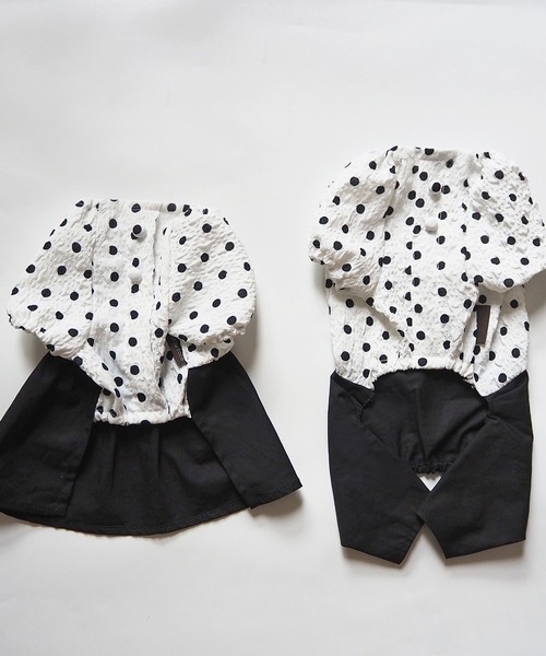 Toyome(トヨミー)の「【飼い主と犬服のペアルックセット】ドット柄ブラウス×スカート ワンピース(ペットウェア・レディース・ミント/ブラック/ベージュ・M/XXS/L/S/SS)」の11枚目の写真