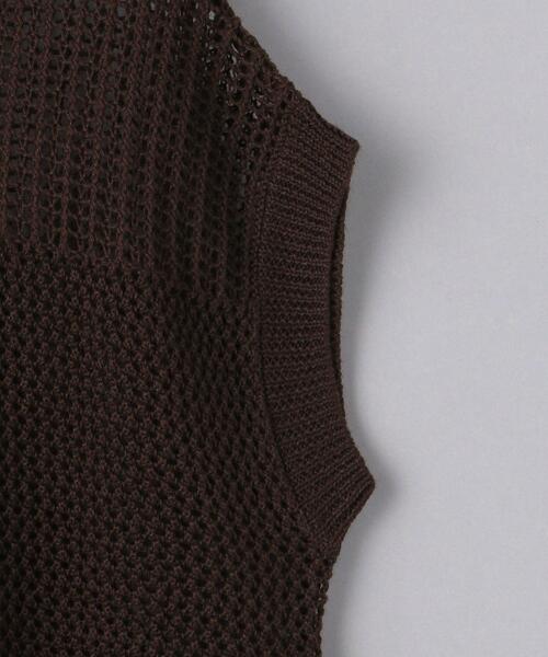 UNITED ARROWS（ユナイテッドアローズ）の「UWSC C/LI メッシュ フレンチスリーブ ニット◆（ニット/セーター・レディース・ダークブラウン/オフホワイト/ピンク・FREE）」の18枚目の写真