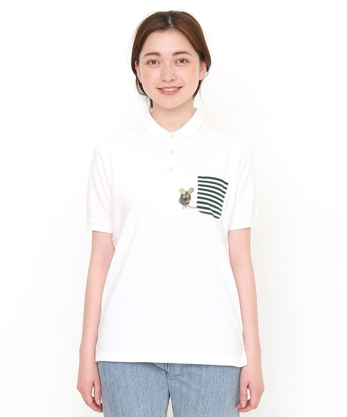 Design Tshirts Store graniph（デザイン　ティーシャツ　ストア　グラニフ）の「スマイリーフレデリックエンブロイダリー (レオレオニ) ｜コラボ刺繍ポロシャツ（ポロシャツ・メンズ・オフホワイト・MEDIUM/SMALL/LARGE/X-SMALL）」の9枚目の写真