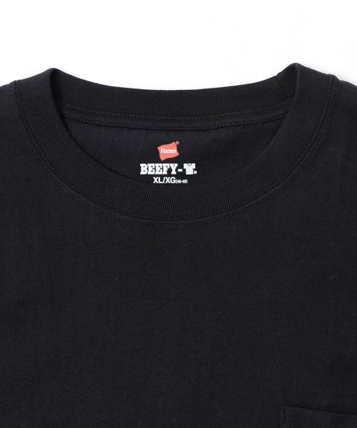 HANES(ヘインズ)の「Hanes ヘインズ BEEFY LONG SLEEVE POCKET T-SHIRT 1P ビーフィー クルーネック ロングスリーブ ポケット付きTシャツ(Tシャツ/カットソー・メンズ・ホワイト/ブラック/ネイビー/ダークグレー/ヘザーグレー・S/M/L/XL)」の8枚目の写真