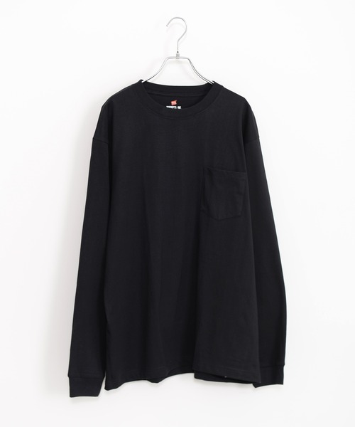 HANES(ヘインズ)の「Hanes ヘインズ BEEFY LONG SLEEVE POCKET T-SHIRT 1P ビーフィー クルーネック ロングスリーブ ポケット付きTシャツ(Tシャツ/カットソー・メンズ・ホワイト/ブラック/ネイビー/ダークグレー/ヘザーグレー・S/M/L/XL)」の9枚目の写真