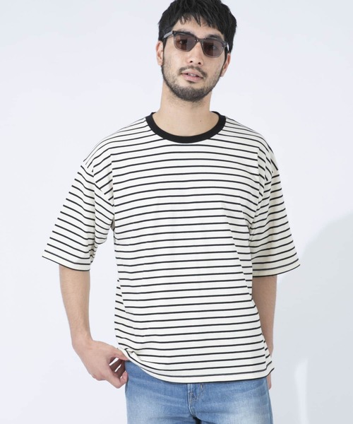 URBAN RESEARCH ROSSO MEN（アーバンリサーチロッソメン）の「『XLサイズあり』ボーダーワイドTシャツ（Tシャツ/カットソー・メンズ・ブラック/グレー/ブラウン・MEDIUM/X-LARGE/LARGE）」の2枚目の写真