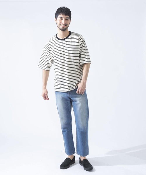 URBAN RESEARCH ROSSO MEN（アーバンリサーチロッソメン）の「『XLサイズあり』ボーダーワイドTシャツ（Tシャツ/カットソー・メンズ・ブラック/グレー/ブラウン・MEDIUM/X-LARGE/LARGE）」の9枚目の写真