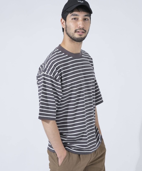 URBAN RESEARCH ROSSO MEN（アーバンリサーチロッソメン）の「『XLサイズあり』ボーダーワイドTシャツ（Tシャツ/カットソー・メンズ・ブラック/グレー/ブラウン・MEDIUM/X-LARGE/LARGE）」の15枚目の写真