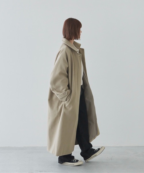 flaner（フラネ）の「ルーズステンカラーコート（ステンカラーコート・レディース・ダークブラウン/ベージュ・FREE）」の16枚目の写真