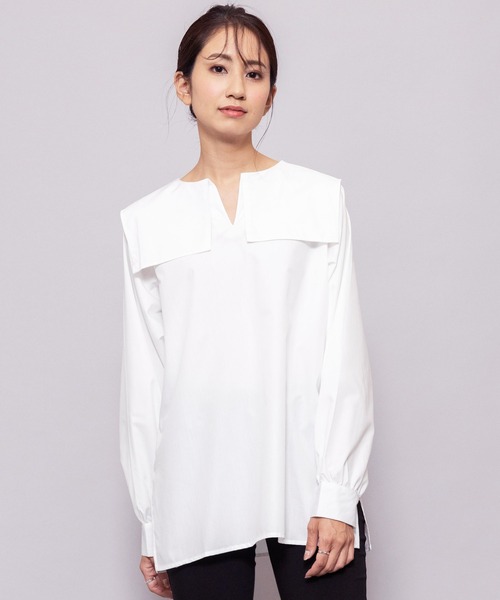 mili an deni（ミリアンデニ）の「セーラーカラーブラウス（シャツ/ブラウス・レディース・ブラック/オフホワイト/ブルー・L/M）」の2枚目の写真