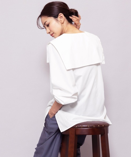 mili an deni（ミリアンデニ）の「セーラーカラーブラウス（シャツ/ブラウス・レディース・ブラック/オフホワイト/ブルー・L/M）」の16枚目の写真