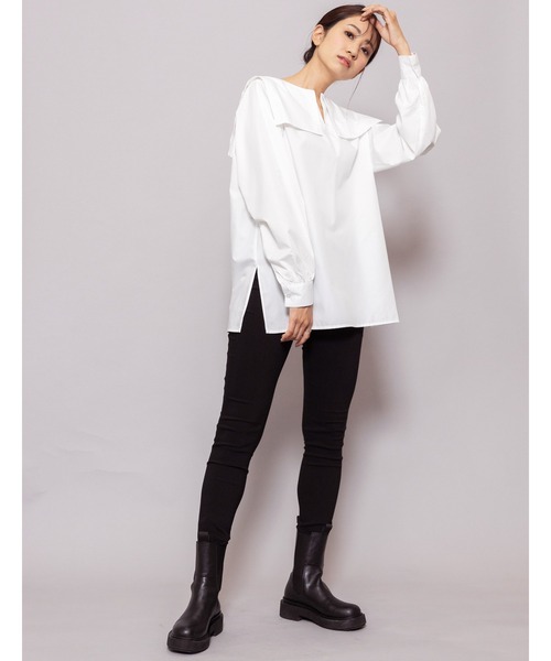 mili an deni（ミリアンデニ）の「セーラーカラーブラウス（シャツ/ブラウス・レディース・ブラック/オフホワイト/ブルー・L/M）」の14枚目の写真