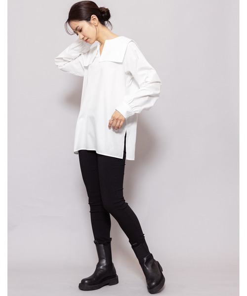 mili an deni（ミリアンデニ）の「セーラーカラーブラウス（シャツ/ブラウス・レディース・ブラック/オフホワイト/ブルー・L/M）」の22枚目の写真