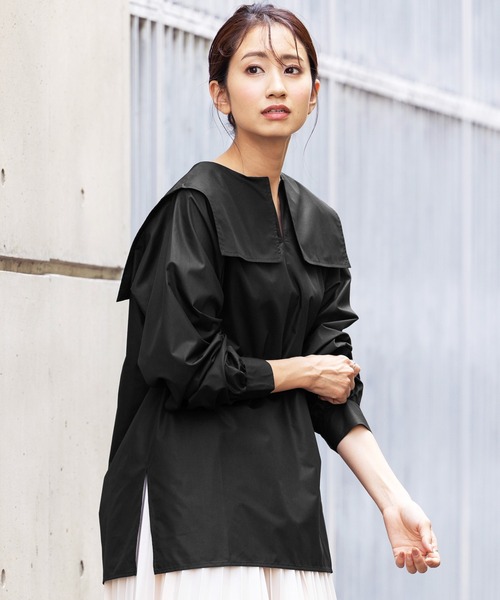 mili an deni（ミリアンデニ）の「セーラーカラーブラウス（シャツ/ブラウス・レディース・ブラック/オフホワイト/ブルー・L/M）」の18枚目の写真