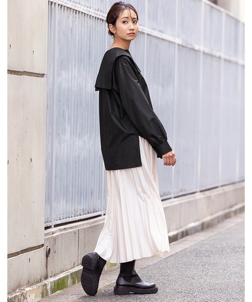 mili an deni（ミリアンデニ）の「セーラーカラーブラウス（シャツ/ブラウス・レディース・ブラック/オフホワイト/ブルー・L/M）」の10枚目の写真