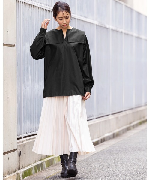 mili an deni（ミリアンデニ）の「セーラーカラーブラウス（シャツ/ブラウス・レディース・ブラック/オフホワイト/ブルー・L/M）」の12枚目の写真