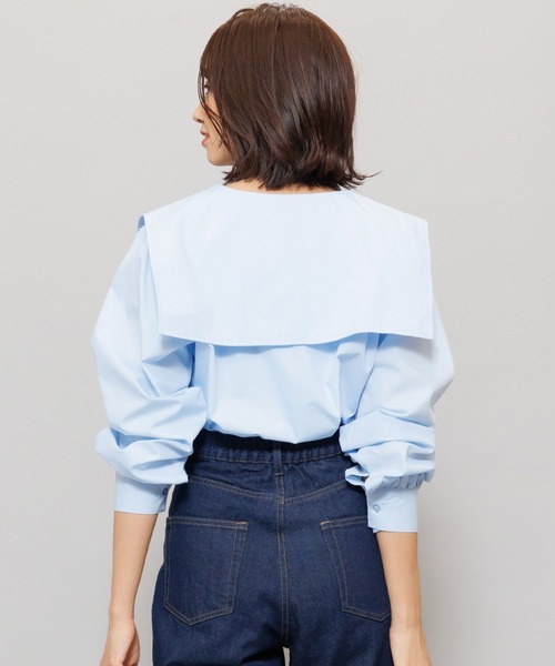 mili an deni（ミリアンデニ）の「セーラーカラーブラウス（シャツ/ブラウス・レディース・ブラック/オフホワイト/ブルー・L/M）」の4枚目の写真