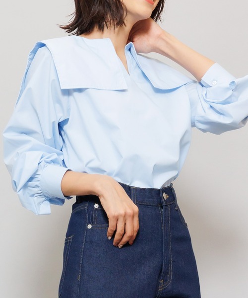 mili an deni（ミリアンデニ）の「セーラーカラーブラウス（シャツ/ブラウス・レディース・ブラック/オフホワイト/ブルー・L/M）」の8枚目の写真