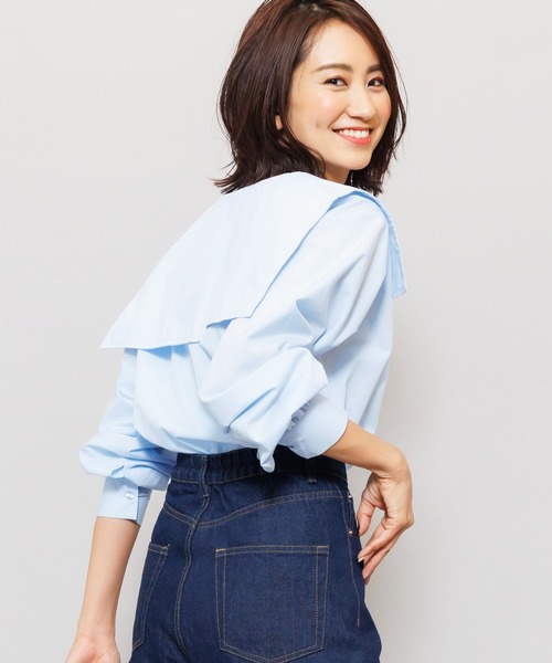 mili an deni（ミリアンデニ）の「セーラーカラーブラウス（シャツ/ブラウス・レディース・ブラック/オフホワイト/ブルー・L/M）」の7枚目の写真