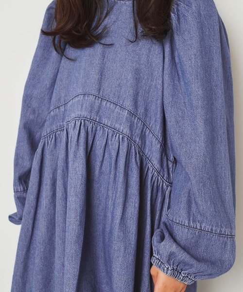 ＆yam（アンドヤム）の「袖ボリュームデニムワンピース（ワンピース・キッズ・ブルー・110-120cm/100-110cm/130-140cm）」の7枚目の写真