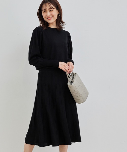 ROPE' PICNIC(ロペピクニック)の「袖ボリュームプリーツニットワンピース(ワンピース・レディース・ブラック/ブラウン系その他2/パープル系その他・38/40)」の2枚目の写真