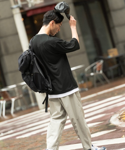 Blue Standard (ブルースタンダード)の「【BLUE STANDARD/ブルースタンダード】大きすぎないゆったりシルエット(ビッグシルエット) フェイクレイヤード5分袖Tシャツ(Tシャツ/カットソー・メンズ・ホワイト/ネイビー/オリーブ/ベージュ/ブラック/ブラウン・LARGE/MEDIUM/X-LARGE)」の14枚目の写真