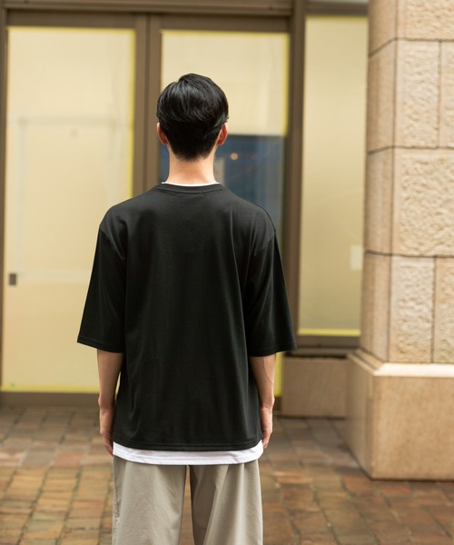 Blue Standard (ブルースタンダード)の「【BLUE STANDARD/ブルースタンダード】大きすぎないゆったりシルエット(ビッグシルエット) フェイクレイヤード5分袖Tシャツ(Tシャツ/カットソー・メンズ・ホワイト/ネイビー/オリーブ/ベージュ/ブラック/ブラウン・LARGE/MEDIUM/X-LARGE)」の17枚目の写真