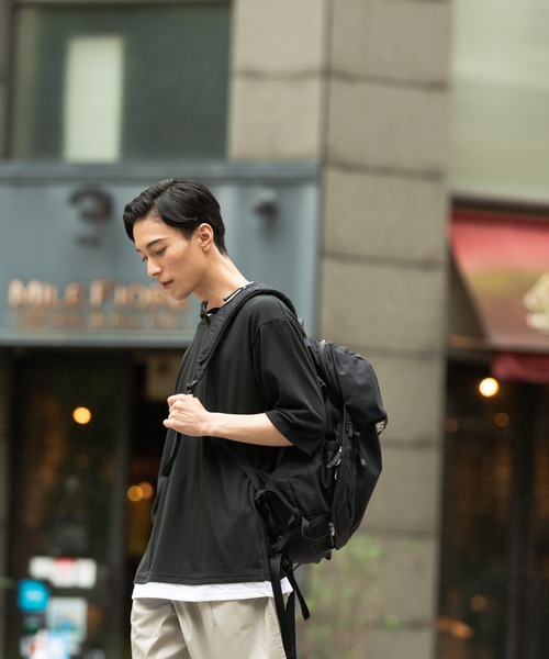 Blue Standard (ブルースタンダード)の「【BLUE STANDARD/ブルースタンダード】大きすぎないゆったりシルエット(ビッグシルエット) フェイクレイヤード5分袖Tシャツ(Tシャツ/カットソー・メンズ・ホワイト/ネイビー/オリーブ/ベージュ/ブラック/ブラウン・LARGE/MEDIUM/X-LARGE)」の18枚目の写真