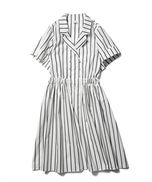 Demi-Luxe BEAMS | ELIN / ストライプ オープンカラー ワンピース(ワンピース)