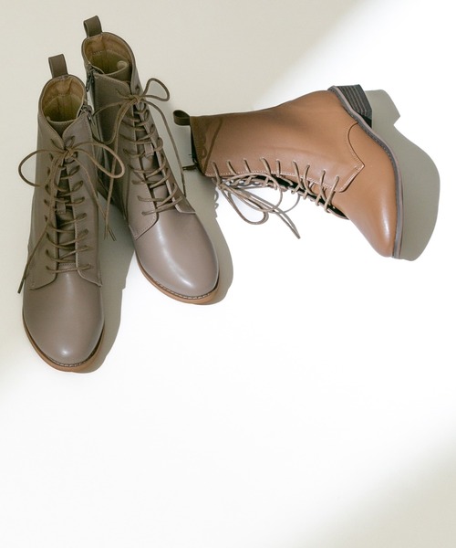 menue（メヌエ）の「晴雨兼用 レースアップ ミドルブーツ（ブーツ・レディース・ブラック/アイボリー/ダークブラウン/グレイッシュベージュ/ベージュ系その他・LL/M/XS/3L/L/S）」の5枚目の写真