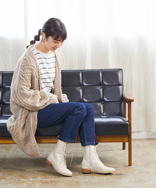 menue（メヌエ）の「晴雨兼用 レースアップ ミドルブーツ（ブーツ・レディース・ブラック/アイボリー/ダークブラウン/グレイッシュベージュ/ベージュ系その他・LL/M/XS/3L/L/S）」の19枚目の写真