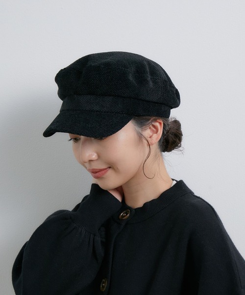 VIS（ビス）の「素材いろいろ、アソートテキスタイルキャスケット（キャスケット・レディース・ブラック/ブラック系その他/ベージュ・FREE）」の3枚目の写真