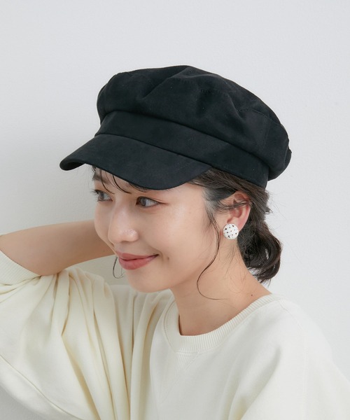 VIS（ビス）の「素材いろいろ、アソートテキスタイルキャスケット（キャスケット・レディース・ブラック/ブラック系その他/ベージュ・FREE）」の2枚目の写真