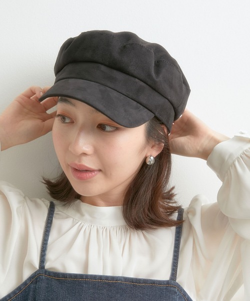 VIS（ビス）の「素材いろいろ、アソートテキスタイルキャスケット（キャスケット・レディース・ブラック/ブラック系その他/ベージュ・FREE）」の5枚目の写真