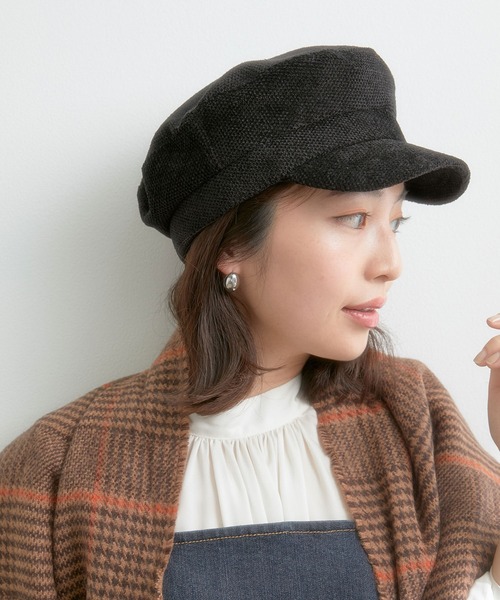 VIS（ビス）の「素材いろいろ、アソートテキスタイルキャスケット（キャスケット・レディース・ブラック/ブラック系その他/ベージュ・FREE）」の16枚目の写真