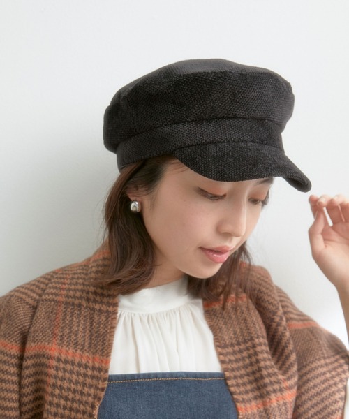 VIS（ビス）の「素材いろいろ、アソートテキスタイルキャスケット（キャスケット・レディース・ブラック/ブラック系その他/ベージュ・FREE）」の22枚目の写真