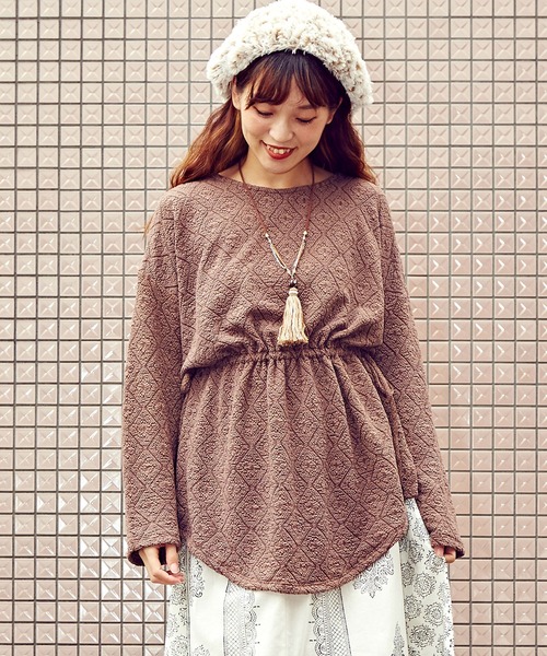 チャイハネ（チャイハネ）の「【チャイハネ】yul ジオメトリック柄トップス（Tシャツ/カットソー・レディース・ホワイト/パープル/ブラウン/カーキ・FREE）」の3枚目の写真