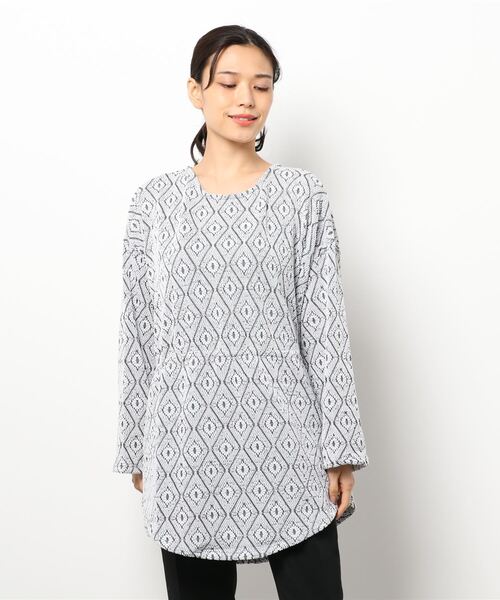 チャイハネ（チャイハネ）の「【チャイハネ】yul ジオメトリック柄トップス（Tシャツ/カットソー・レディース・ホワイト/パープル/ブラウン/カーキ・FREE）」の9枚目の写真