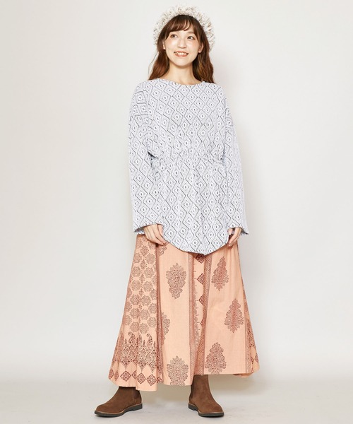 チャイハネ（チャイハネ）の「【チャイハネ】yul ジオメトリック柄トップス（Tシャツ/カットソー・レディース・ホワイト/パープル/ブラウン/カーキ・FREE）」の10枚目の写真