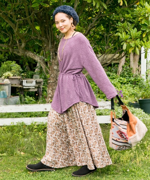 チャイハネ（チャイハネ）の「【チャイハネ】yul ジオメトリック柄トップス（Tシャツ/カットソー・レディース・ホワイト/パープル/ブラウン/カーキ・FREE）」の13枚目の写真