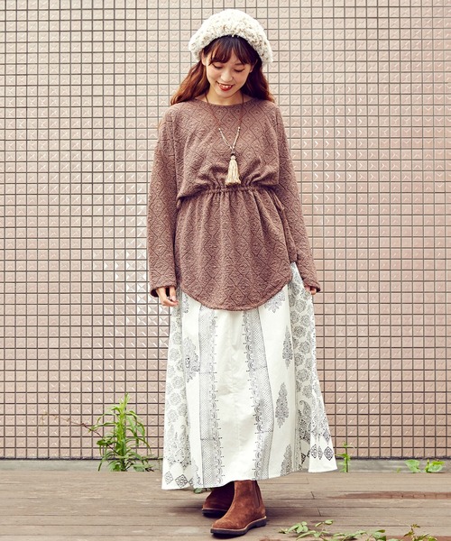 チャイハネ（チャイハネ）の「【チャイハネ】yul ジオメトリック柄トップス（Tシャツ/カットソー・レディース・ホワイト/パープル/ブラウン/カーキ・FREE）」の18枚目の写真