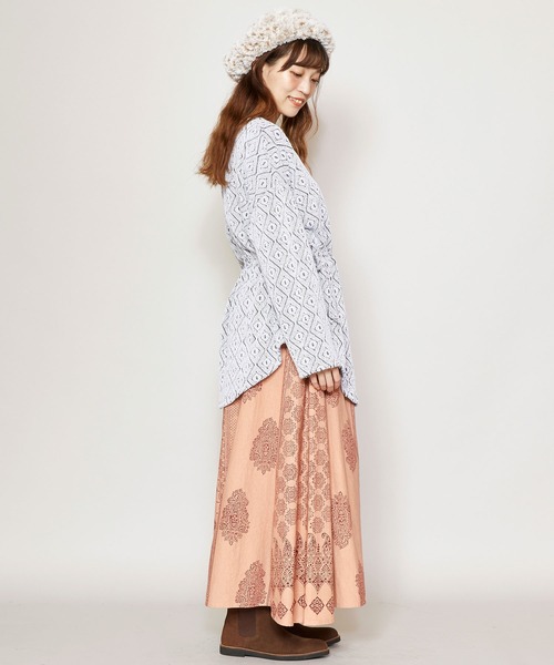 チャイハネ（チャイハネ）の「【チャイハネ】yul ジオメトリック柄トップス（Tシャツ/カットソー・レディース・ホワイト/パープル/ブラウン/カーキ・FREE）」の15枚目の写真