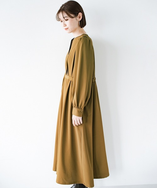 haco!（ハコ）の「【φ】ちょっぴり辛さを添えて大人味。着心地ゆったり見た目はすっきり こだわりバランスのパイピングワンピース（ワンピース・レディース・カーキブラウン/ブルーグリーン・SMALL/MEDIUM/LARGE/X-LARGE）」の17枚目の写真