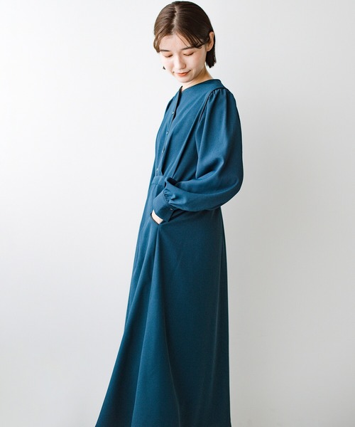 haco!（ハコ）の「【φ】ちょっぴり辛さを添えて大人味。着心地ゆったり見た目はすっきり こだわりバランスのパイピングワンピース（ワンピース・レディース・カーキブラウン/ブルーグリーン・SMALL/MEDIUM/LARGE/X-LARGE）」の18枚目の写真