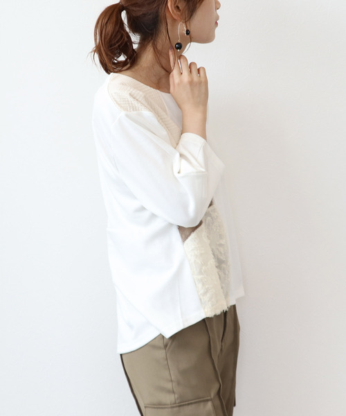 Three Four Time(スリーフォータイム)の「異素材切替プルオーバー(その他トップス・レディース・ブラック/アイボリー・FREE)」の7枚目の写真