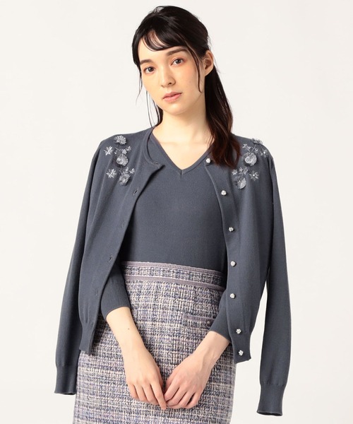 LAISSE PASSE（レッセパッセ）の「フリンジ刺繍ツイン（アンサンブル・レディース・ダルブルー系/モーブ系/ピンクベージュ/アイボリー・MEDIUM）」の3枚目の写真