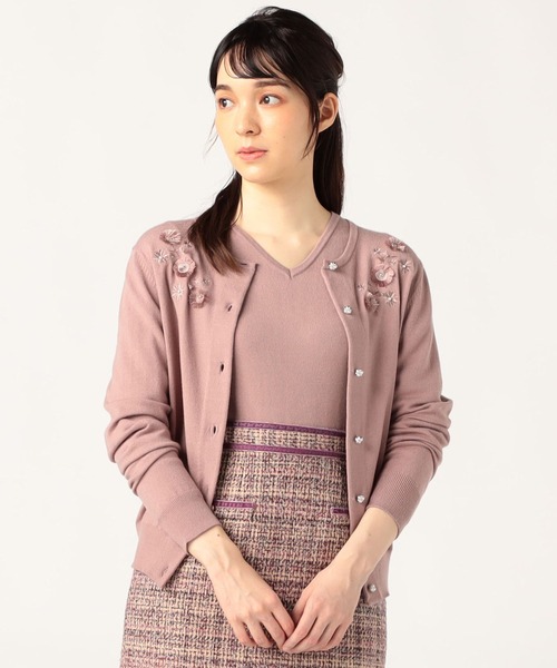 LAISSE PASSE（レッセパッセ）の「フリンジ刺繍ツイン（アンサンブル・レディース・ダルブルー系/モーブ系/ピンクベージュ/アイボリー・MEDIUM）」の4枚目の写真