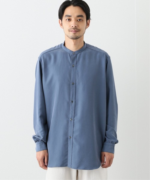 EDIFICE LA BOUCLE（エディフィスラブークル）の「【LA BOUCLE】スタンドカラーシャツ パウダーレーヨン（シャツ/ブラウス・メンズ・カーキ/サックスブルー/アイボリー・2/1/3）」の9枚目の写真