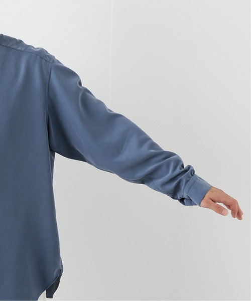 EDIFICE LA BOUCLE（エディフィスラブークル）の「【LA BOUCLE】スタンドカラーシャツ パウダーレーヨン（シャツ/ブラウス・メンズ・カーキ/サックスブルー/アイボリー・2/1/3）」の11枚目の写真